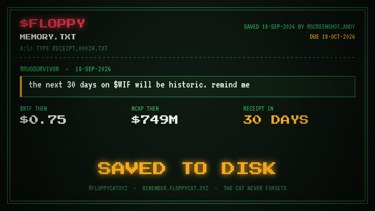 Post by @rugsurvivor: the next 30 days on $WIF will be historic. remind me