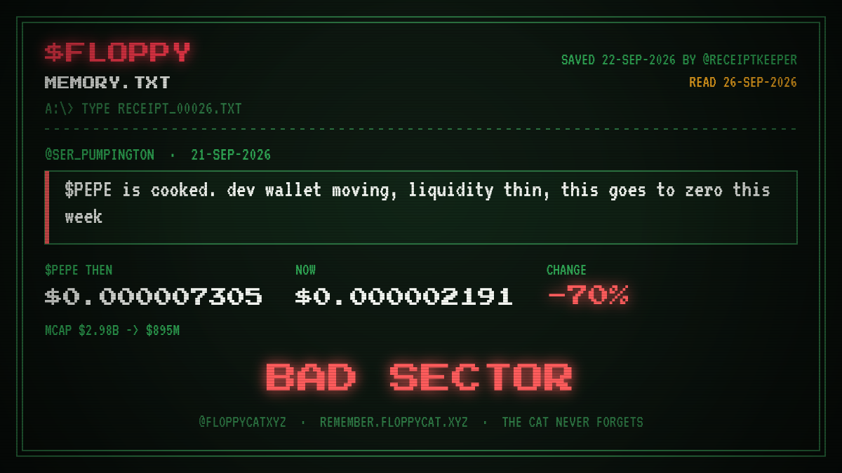 Post by @ser_pumpington: $PEPE is cooked. dev wallet moving, liquidity thin, this goes to zero this week