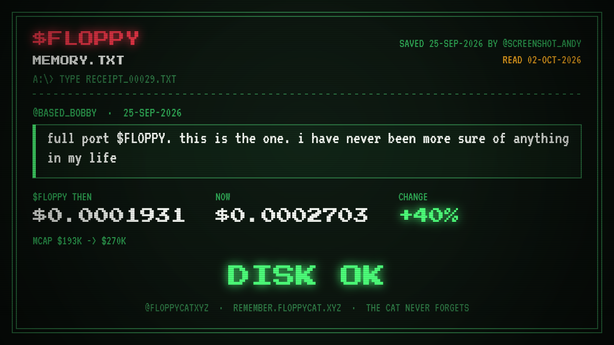 Post by @based_bobby: full port $FLOPPY. this is the one. i have never been more sure of anything in my life