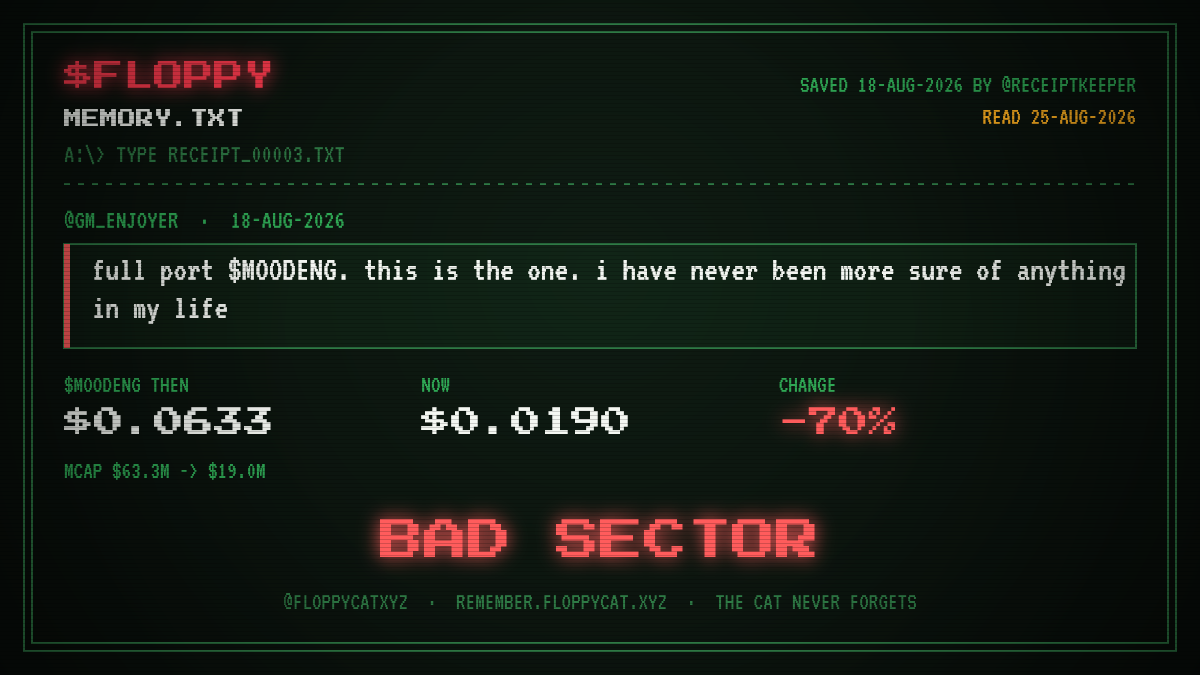 Post by @gm_enjoyer: full port $MOODENG. this is the one. i have never been more sure of anything in my life