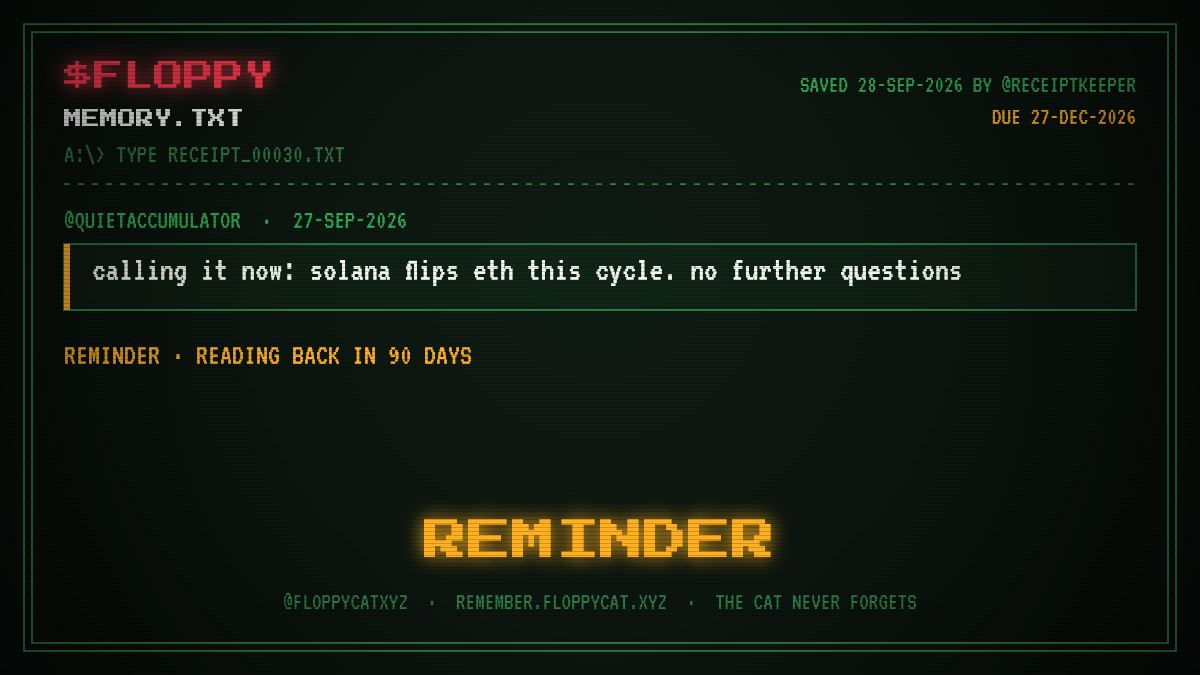 Post by @quietaccumulator: calling it now: solana flips eth this cycle. no further questions
