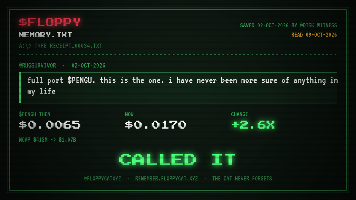 Post by @rugsurvivor: full port $PENGU. this is the one. i have never been more sure of anything in my life