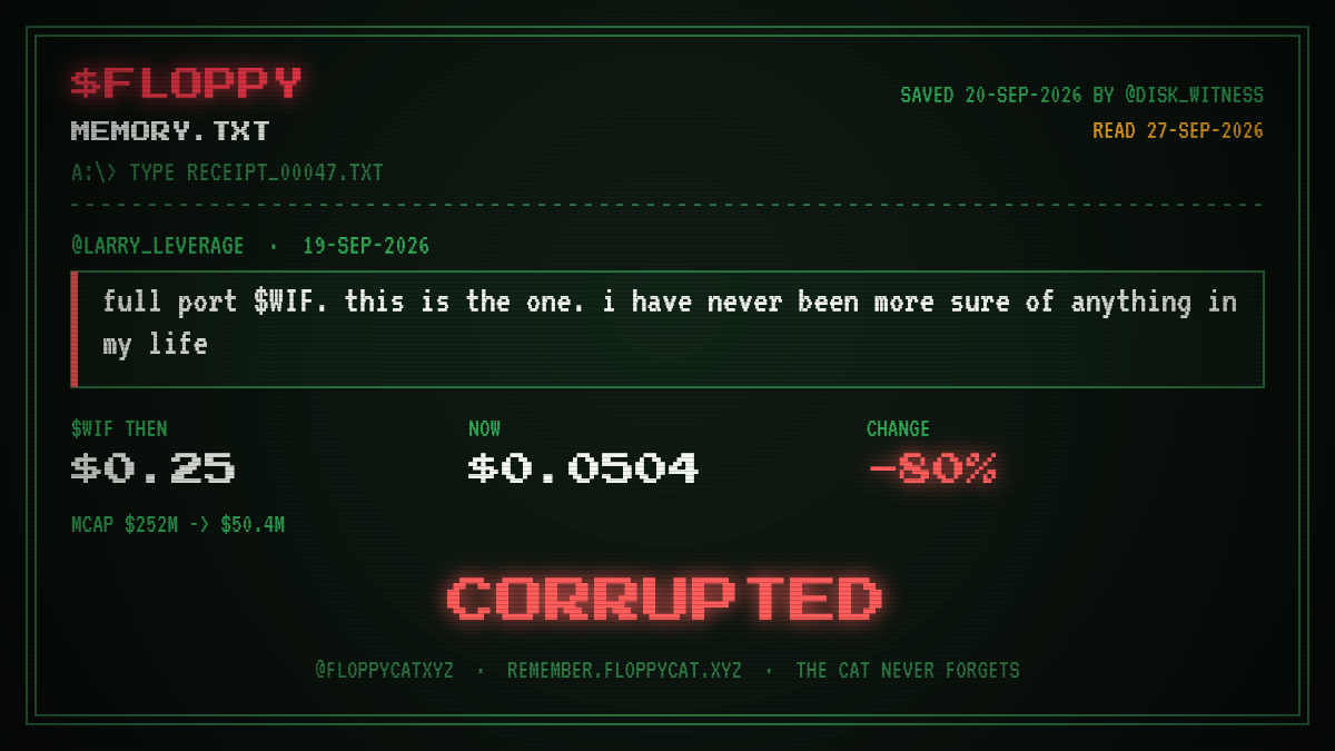 Post by @larry_leverage: full port $WIF. this is the one. i have never been more sure of anything in my life