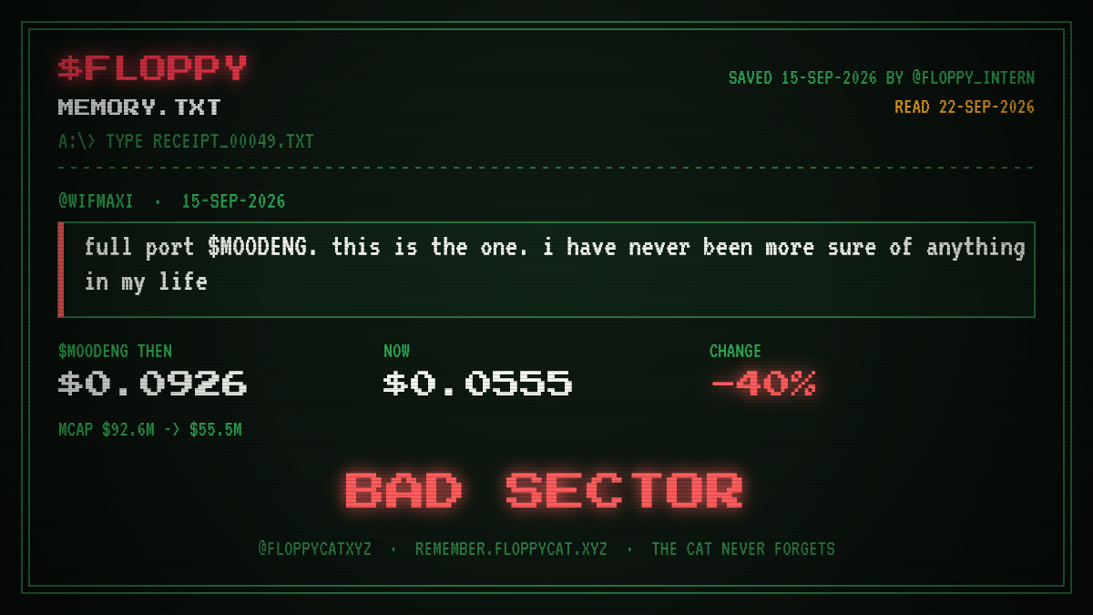 Post by @wifmaxi: full port $MOODENG. this is the one. i have never been more sure of anything in my life