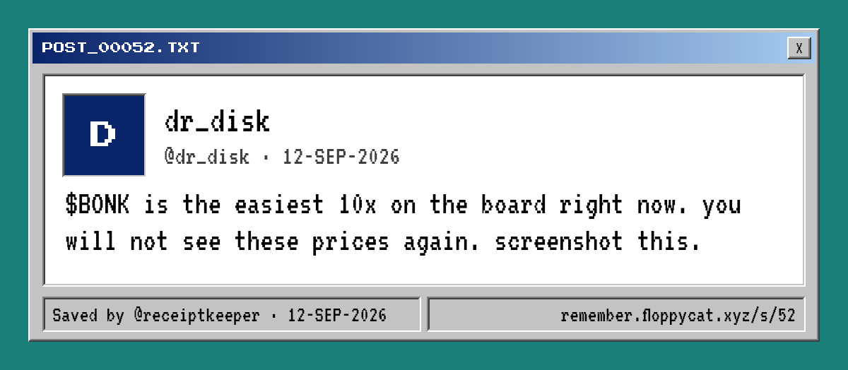 Post by @dr_disk: $BONK is the easiest 10x on the board right now. you will not see these prices again. screenshot this.