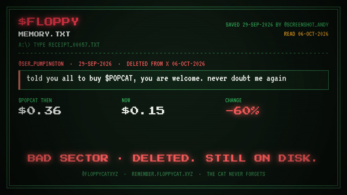 Post by @ser_pumpington: told you all to buy $POPCAT, you are welcome. never doubt me again