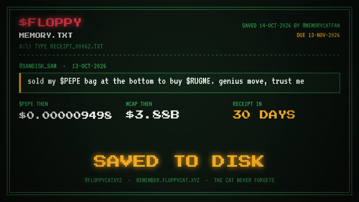 Post by @sandisk_sam: sold my $PEPE bag at the bottom to buy $RUGME. genius move, trust me