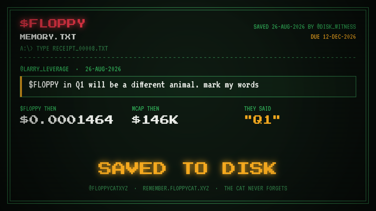 Post by @larry_leverage: $FLOPPY in Q1 will be a different animal. mark my words